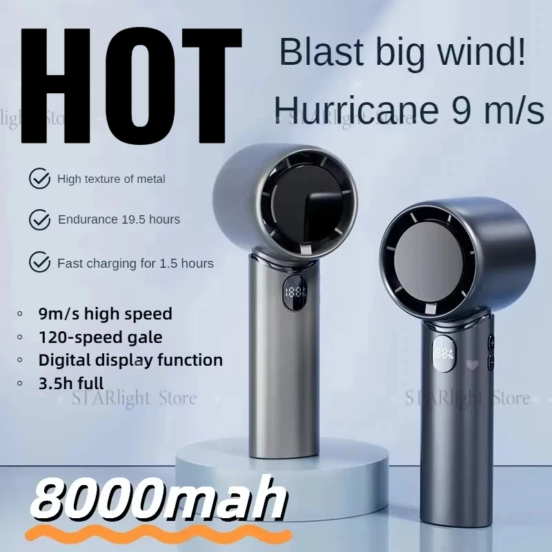 

Electric Fan Technology Display 8000mah Wireless Portable Air Circulator Fan Desktop Air Cooling Cooler Quiet Mini Fan 2026