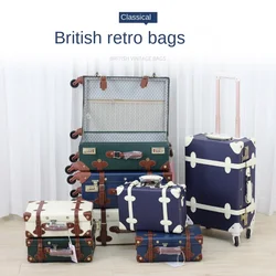 British classic retro suitcase suitcase push box men's and women's trolley box cardan wheel suitcase