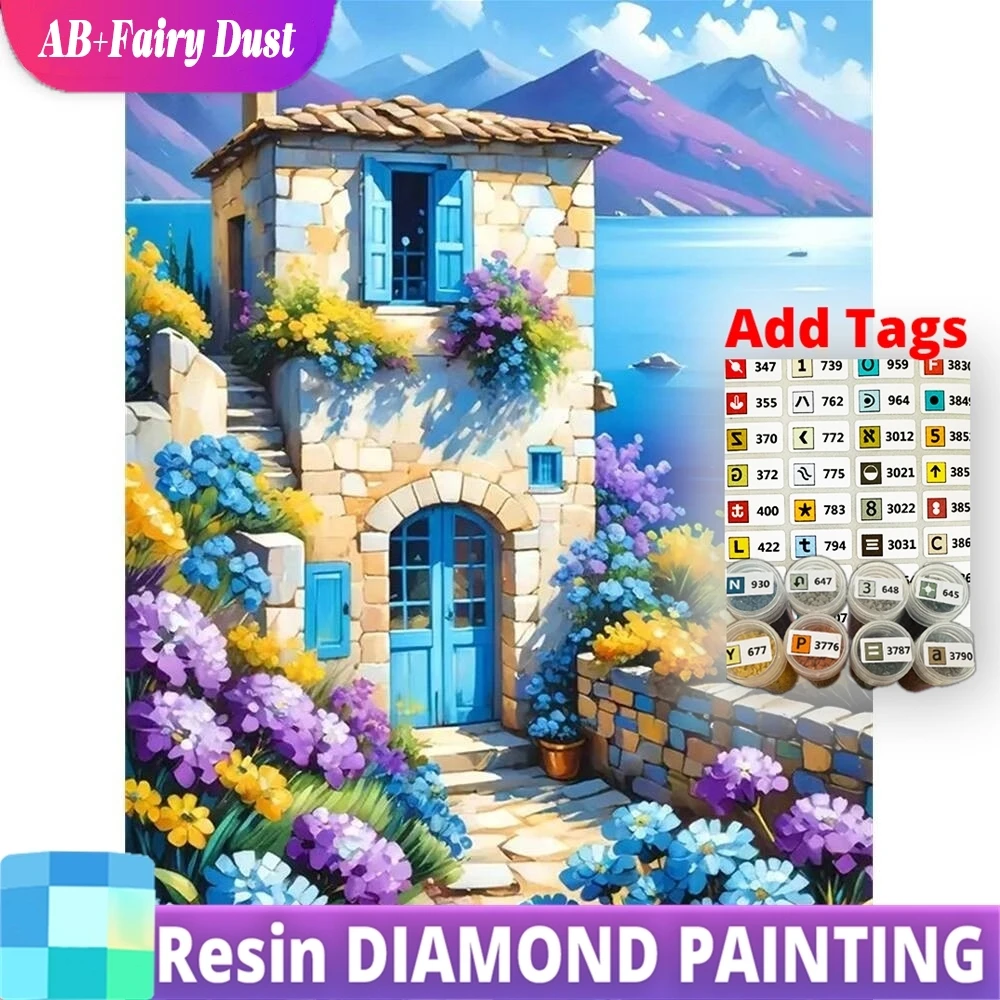 Resin AB Fairy Dust DIY Diamond Painting House Landscape Acrylic Craft Supplies Town Mosaic Seasdie Embroidery Handmade Hobby