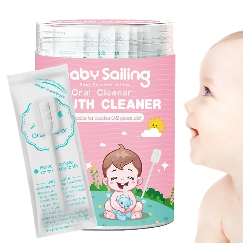 Baby garze Tongue Cleaner 30pcs spazzolino da denti per bambini una tantum portatile lingua orale garza Gum Cleaner spazzolino flessibile lingua