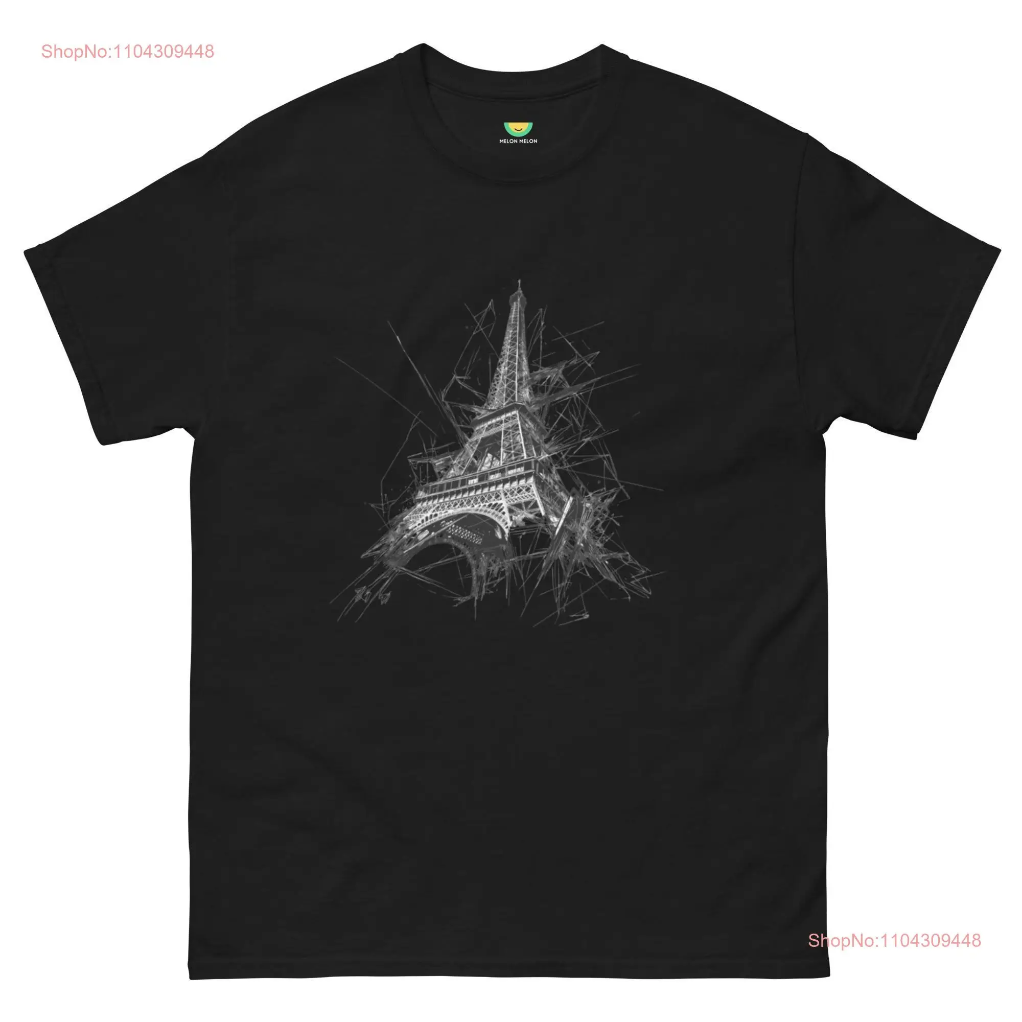 Black Eiffel Tower T shirt long or short sleeves