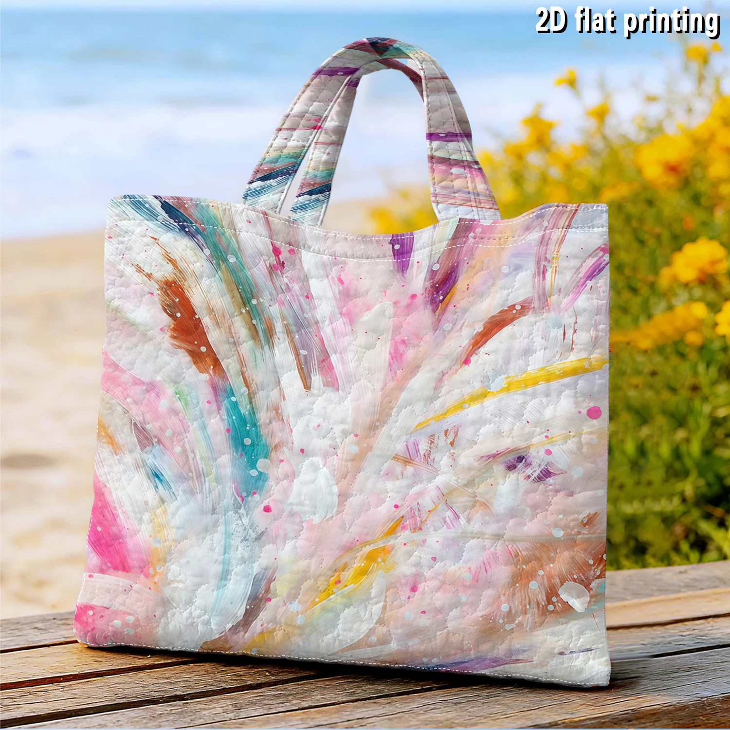 Multicolor Splash Brush Art Women canvas shoulder bag Dual-Side Printed Tote Bag shopping bag Fashionable and fun gift handbag