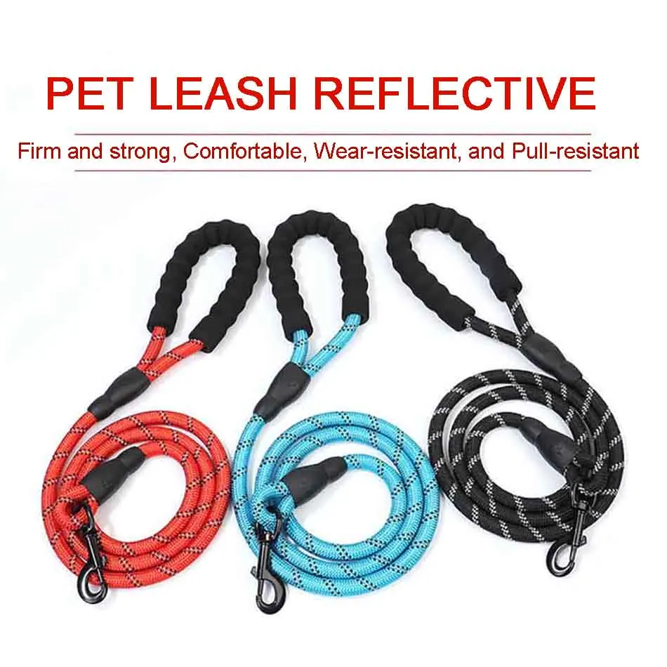 

1.5M Pet Leash Rope Reflective Safety Strong Dog Leash Long Comfortable Handle Heavy Duty Training Durable Rope Leashes Supplies