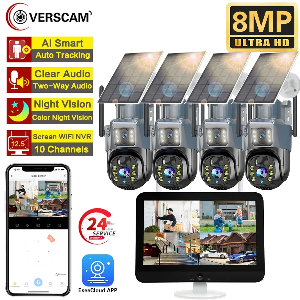 dual lens ptz solar camera video surveillance monitor lcd wifi nvr outdoor auto tracking security cam system 10ch 8mp 125 01