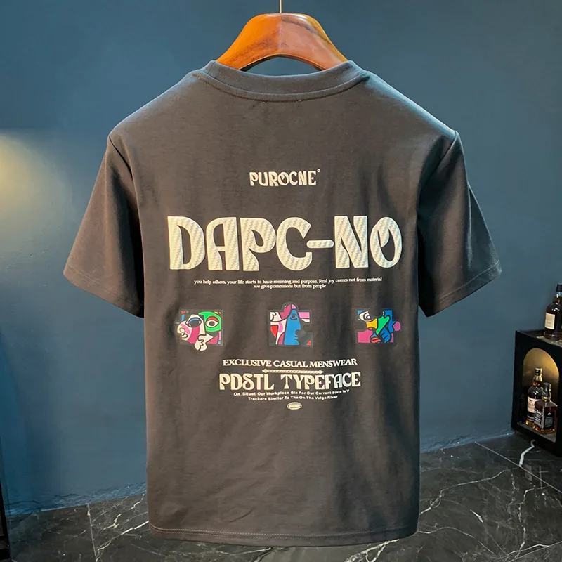 

High end embroidered printed T-shirt for men, summer new trend short sleeved top, fashionable casual versatile clothing