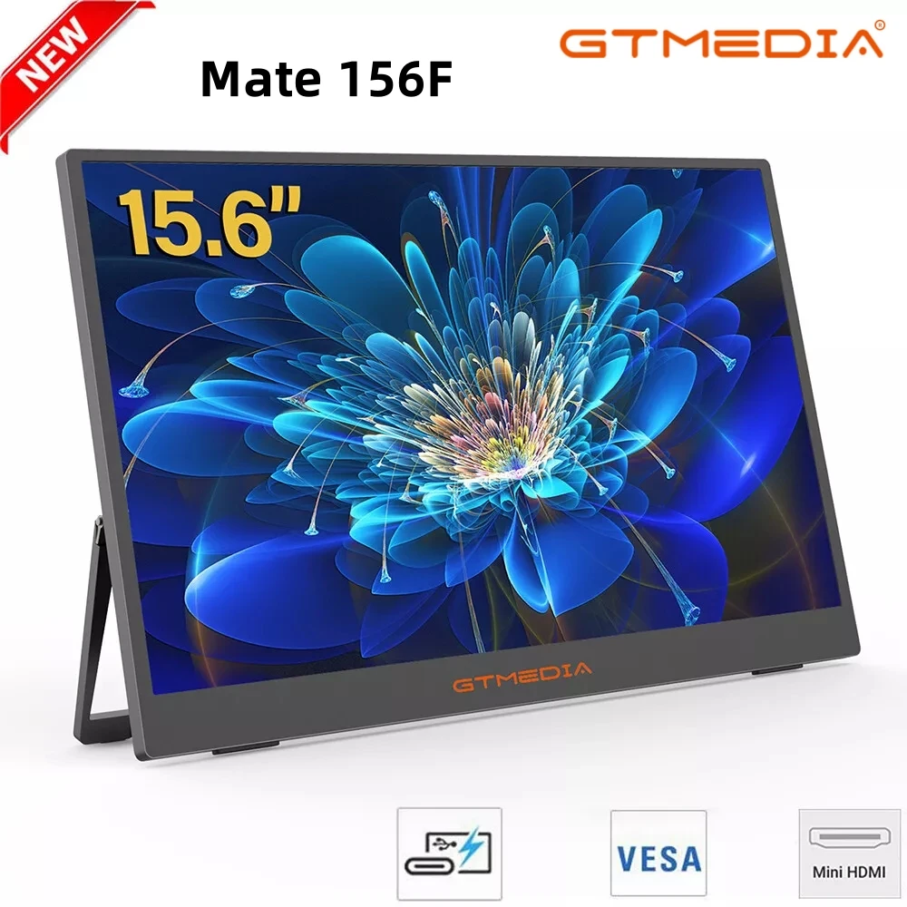 

GTMEDIA Mate 156F Portable Monitor 15.6Inch 72%sRGB 1920*1080 IPS Full HD Screen Laptop Extended Second Display For Office/Games