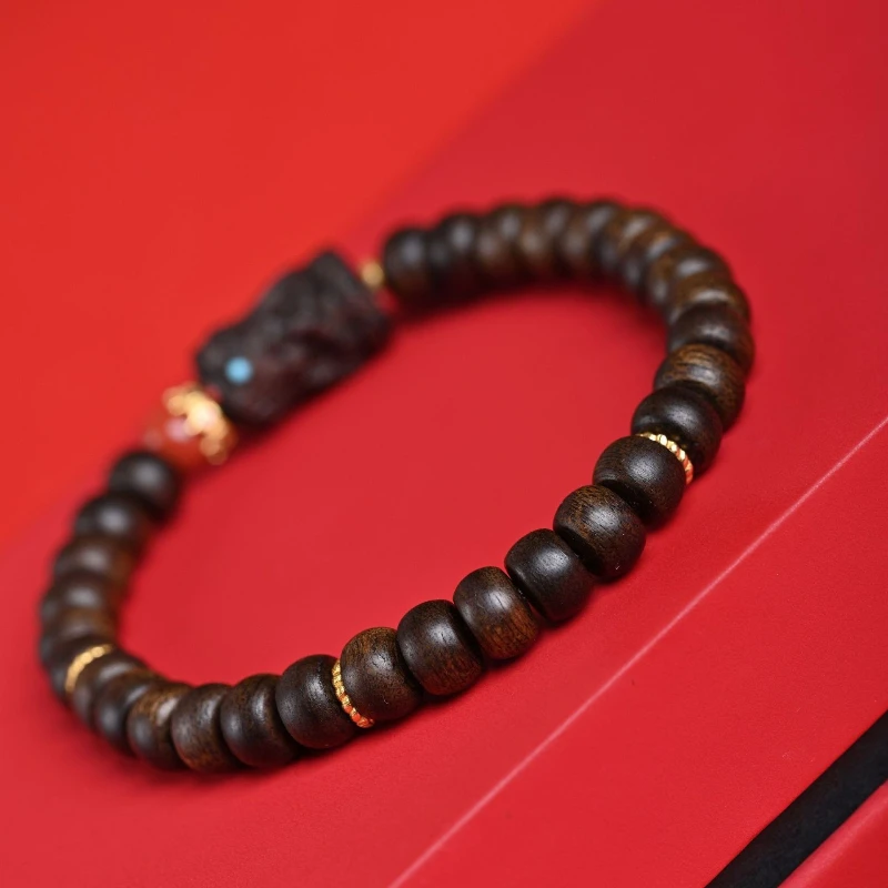 Vietnam Emperor Purple Qi 7mm Jadeized Lightning Struck Submerged Agarwood Bracelet Zhajilam Tablet Beads Natural Wild