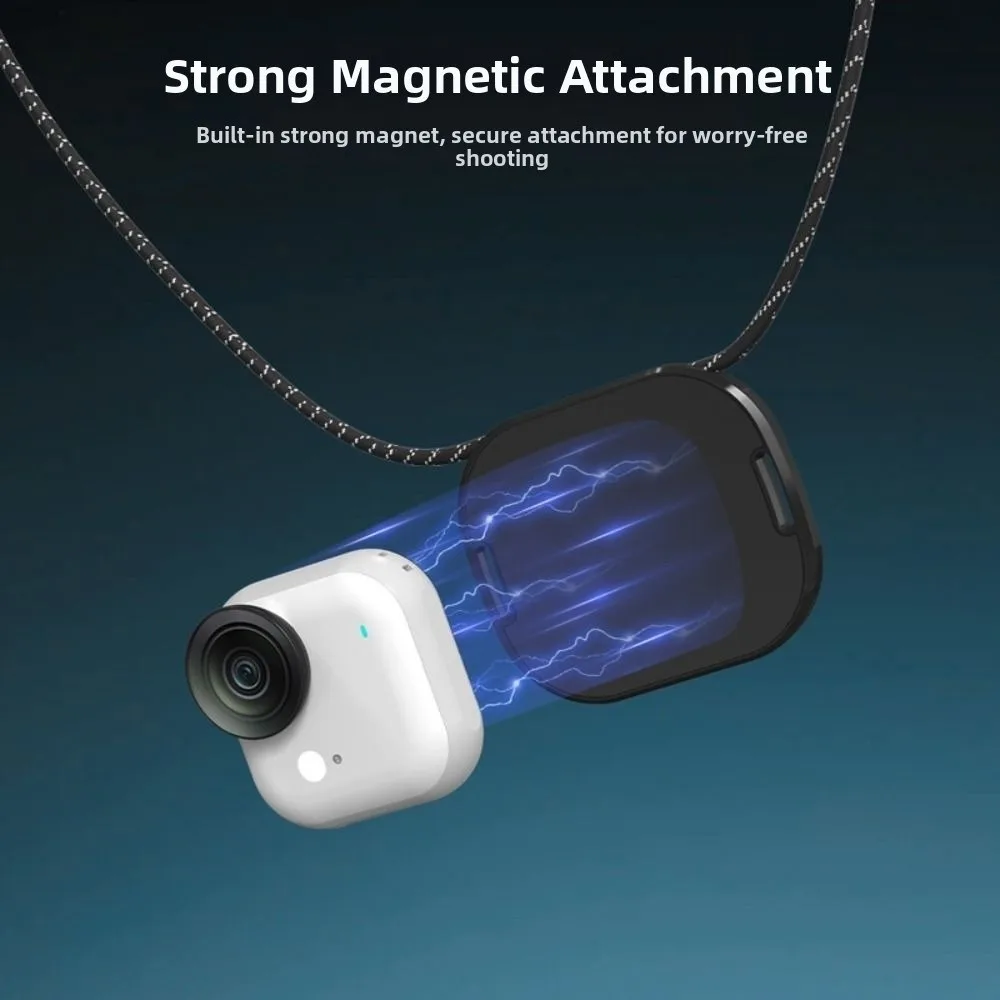 حامل كاميرا تعليق مغناطيسي بدون استخدام اليد، حامل كاميرا معلق قابل للتعديل، حزام حبل مضاد للاهتزاز لـ Insta360 GO Ultra