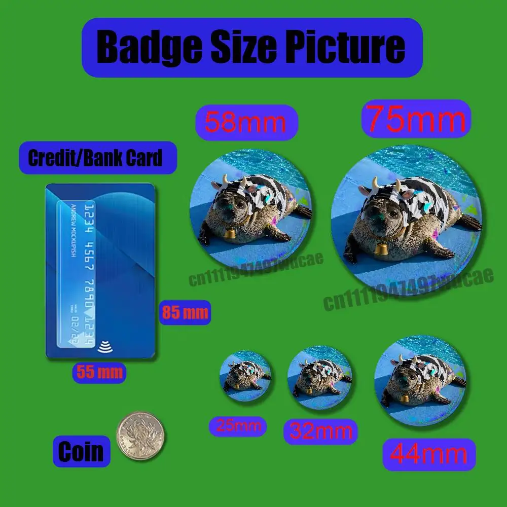 For Cute Funny SEAL MEME Badge Case DIY Pin Insignia Emblem Round Gift Cosplay Laser Film Cover