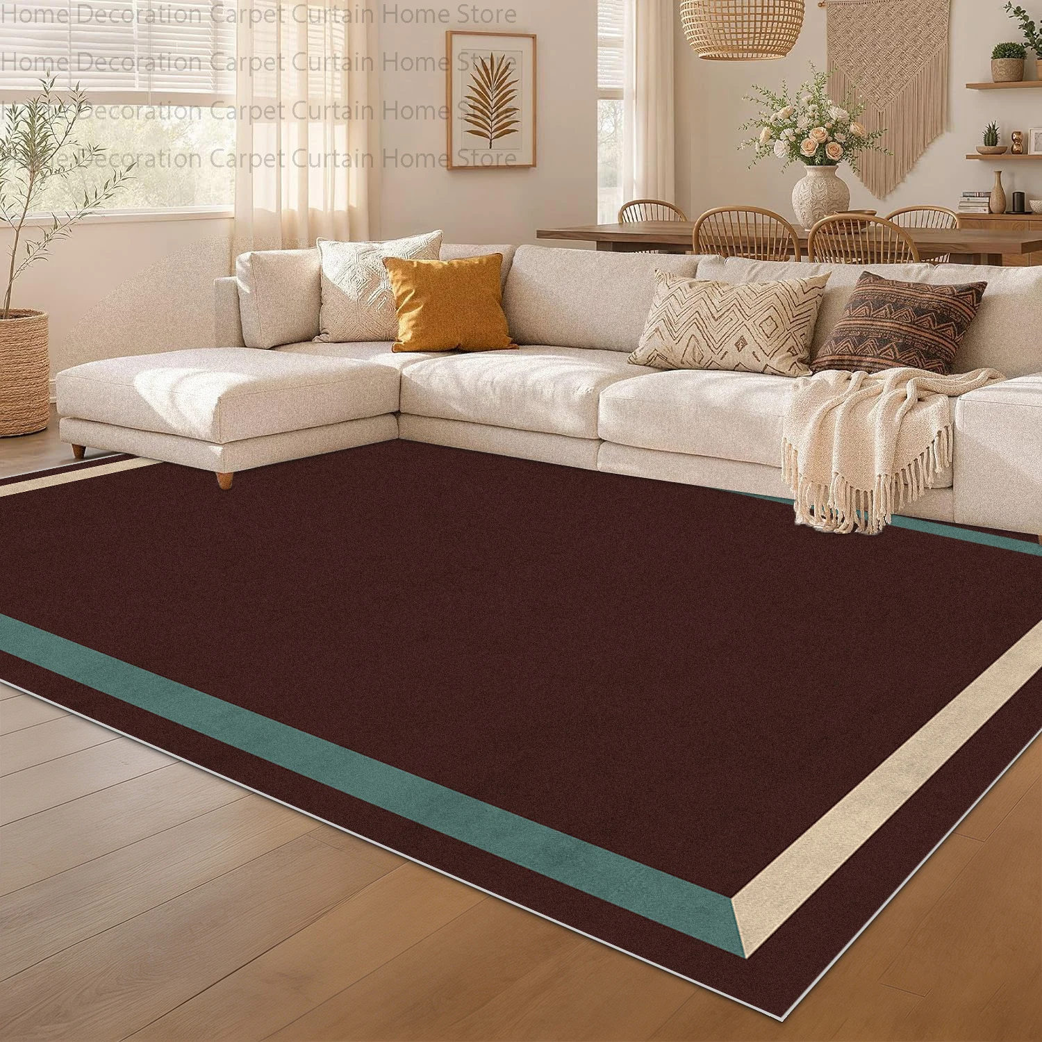 Nordic Minimalism Multi Color Solid Border Large Lint-free Carpet for Living Room Decor Rugs Non-slip Washable Bedroom Floor Mat