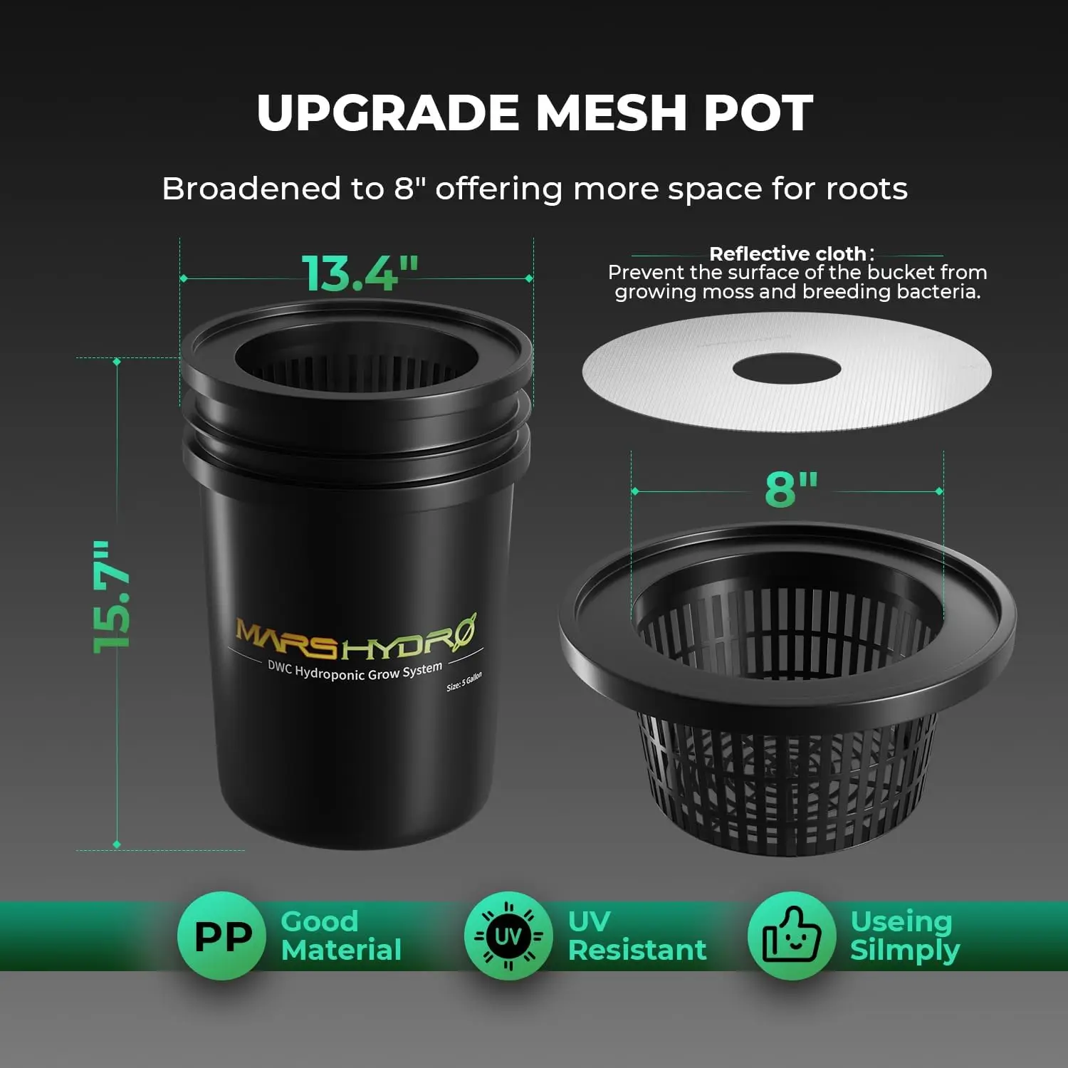 Deep Water Culture Hydroponic 4 Bucket System 5 Gallon Capacity Air Pump Air Stone Hose 11W Drip Recirculating Top DWC Pump - view 2