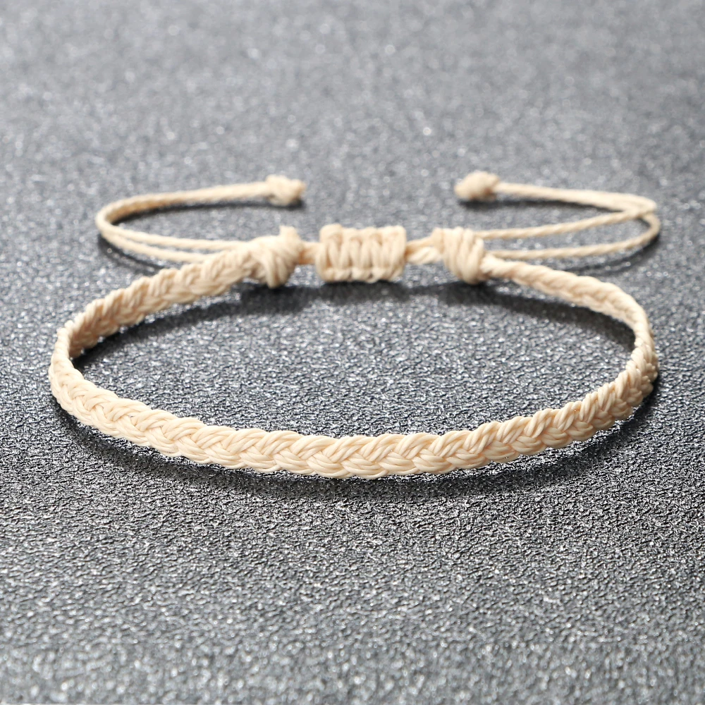 Classic Handmade Braided Bracelets for Women Men Pure Color Waxed Thread Braid Wristband Charm Bracelet Adjustable Jewelry Gifts