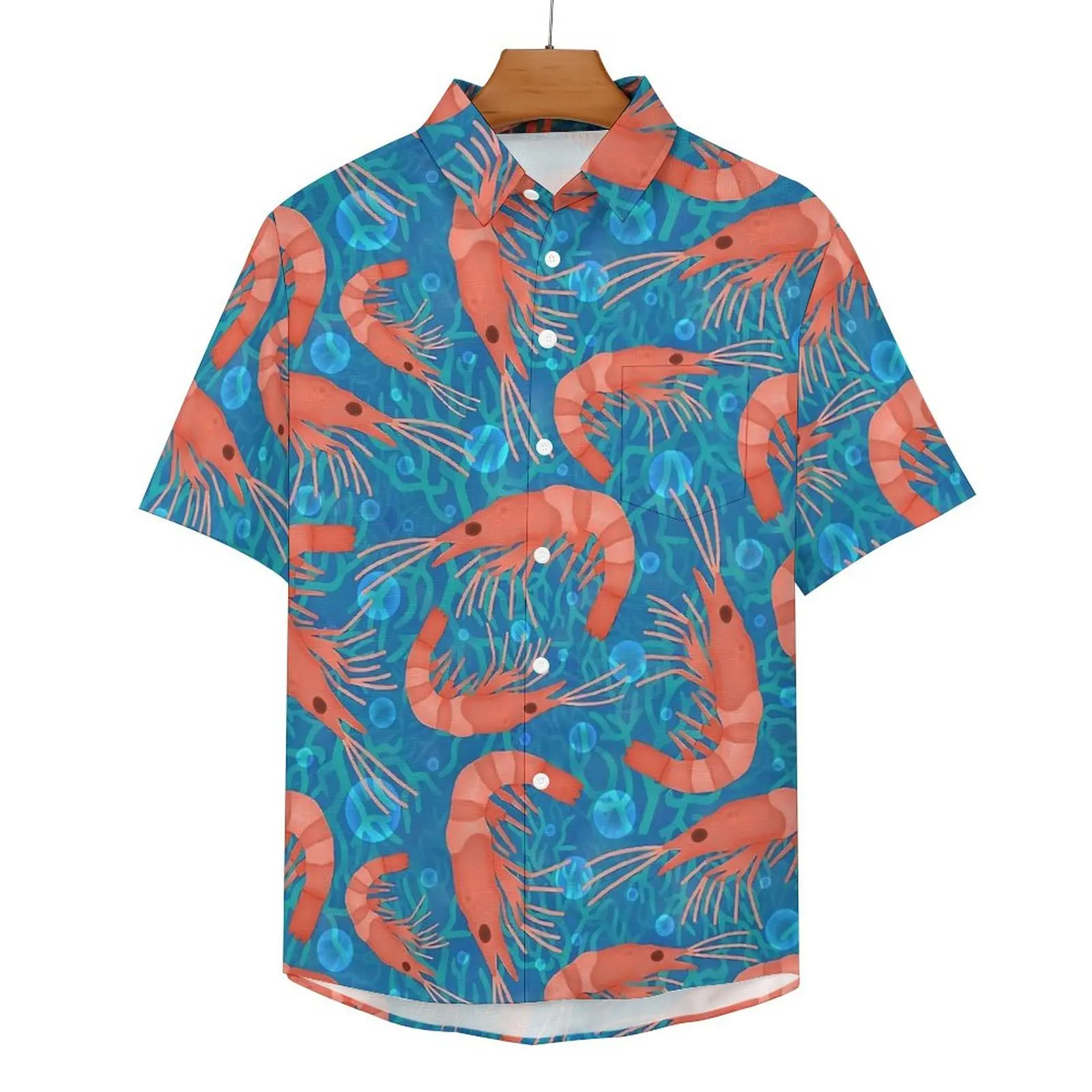 

Nautical Lobster Casual Shirts Coral Ocean Beach Shirt Hawaiian Y2K Blouses Mens Custom Plus Size