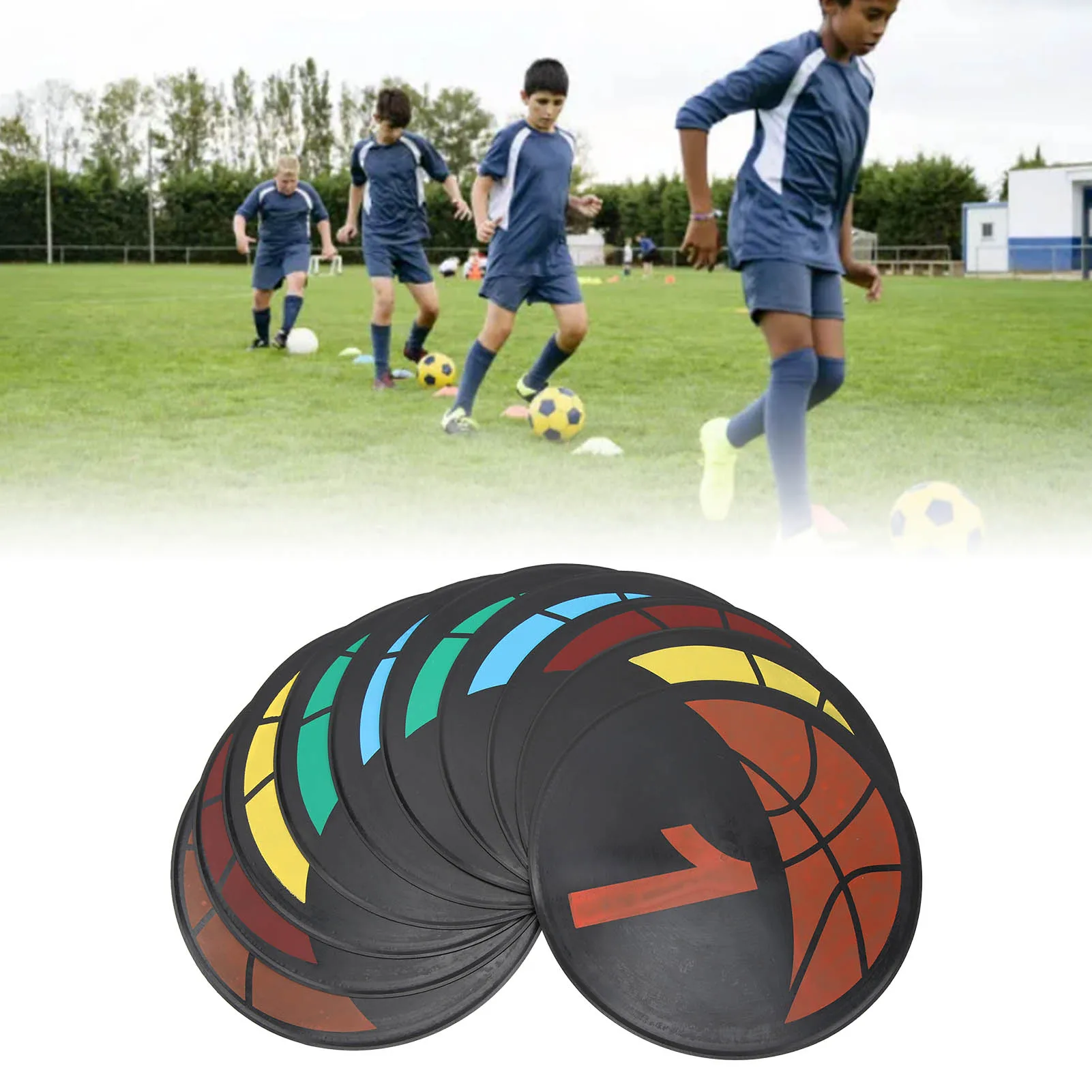 Marcadores de puntos de conos planos, juego de marcadores de puntos de suelo numerados, fútbol, baloncesto, deportes, velocidad, agilidad, números de entrenamiento 1-10