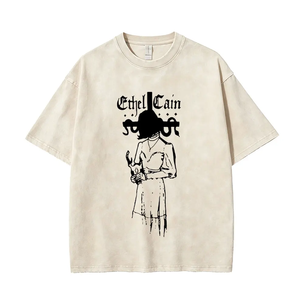 Washed‌ Vintage Ethel Cain Preacher's Daughter Graphic T-shirt Men Women Retro Oversized T Shirts High Quality Cotton T-shirts