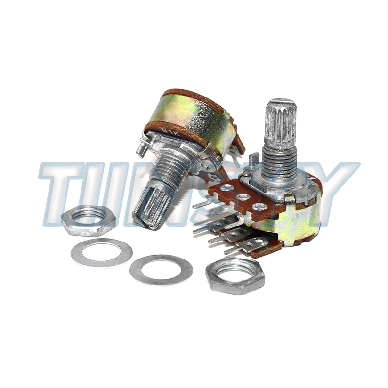 WH148 Potentiometer with Switch 6Pin 15MM Shaft Amplifier Dual Stereo Potentiometer 1K 2K 5K 10K 50K 100K 500K