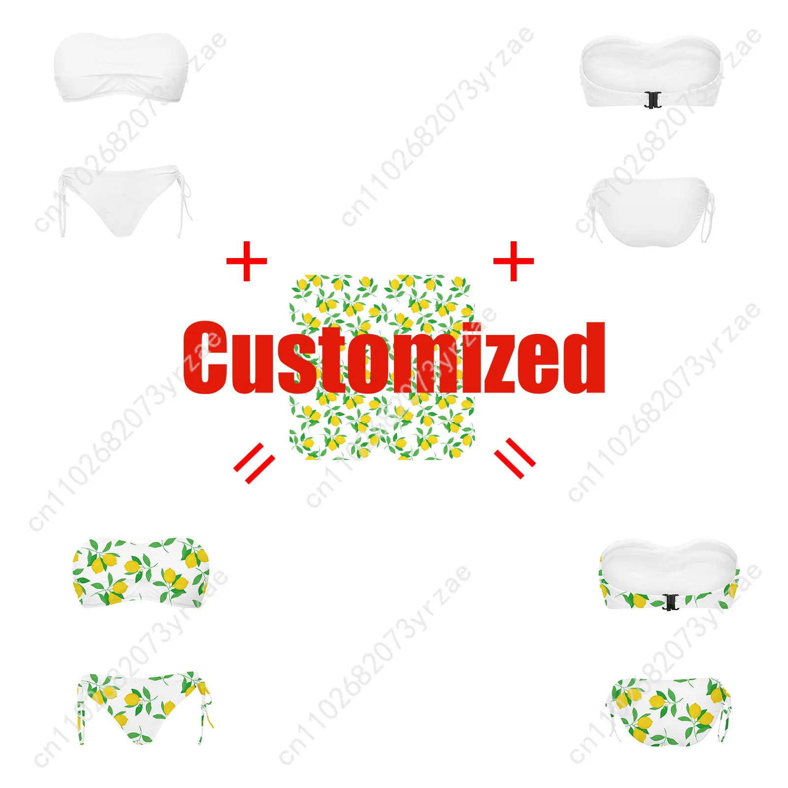 Accept Band Swimsuit Womens Drawstring Two Piece Set Bathing Suits Personalized Swimwear Pool Beach Bikini Customize Beachwear