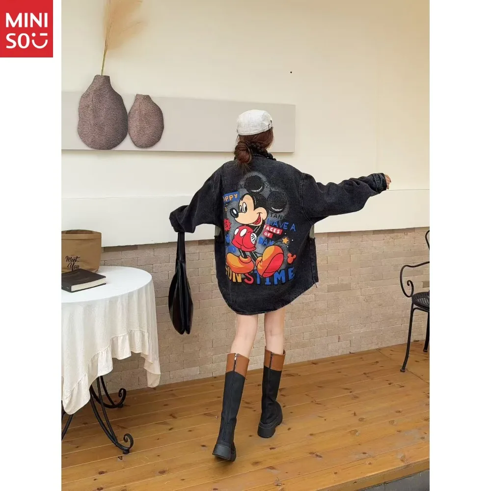 Disney 2025 automne imprimé dessin animé motif Denim veste femmes ample décontracté polyvalent Denim haut marée