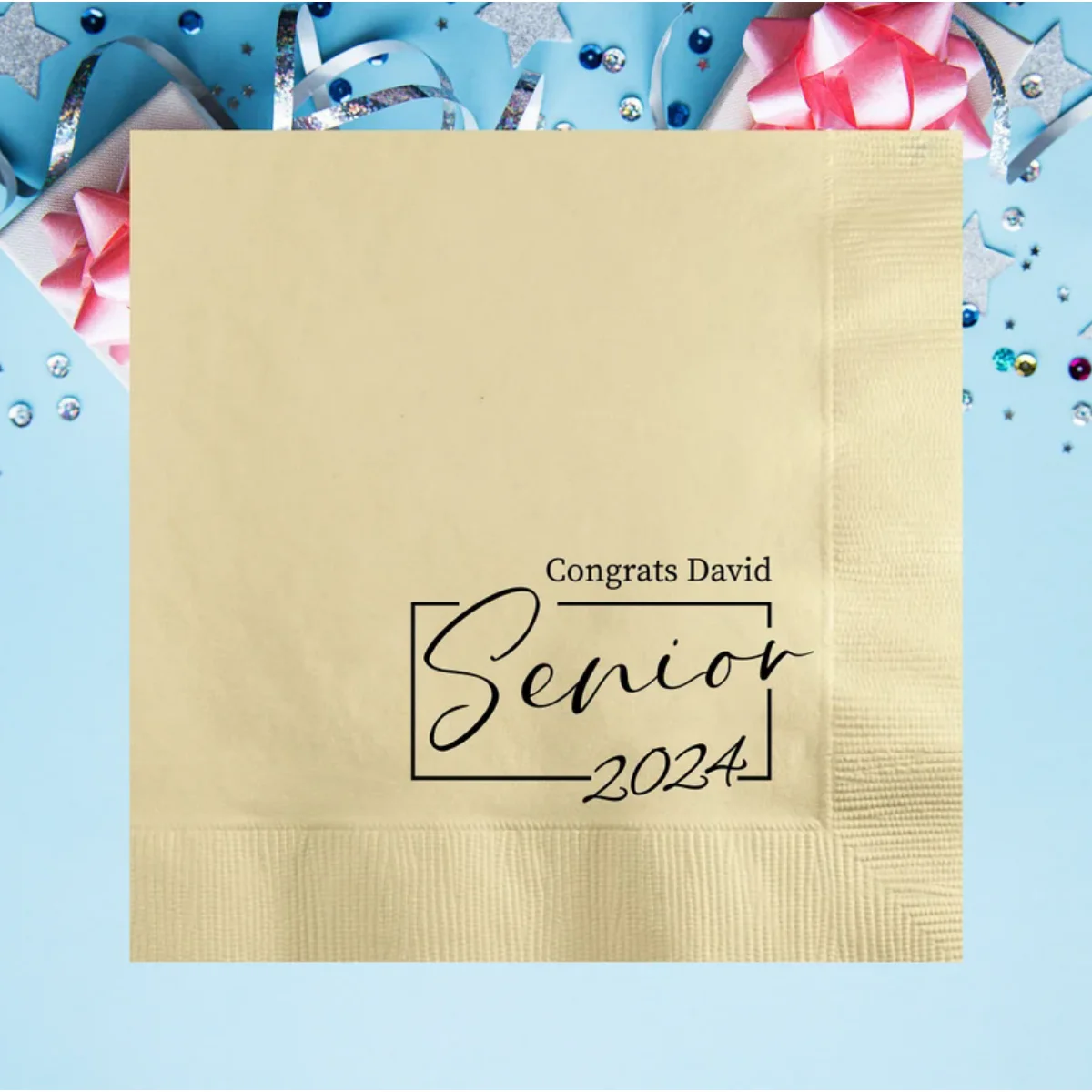 Senior Class of 2024 Personalized Napkins, Custom Graduation Cocktail Paper Printable Napkins, Graduation Party, Congrats Grad,