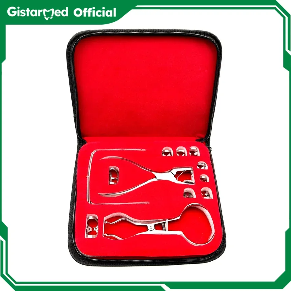12pcs/Set Dental Rubber Dam Set Dentist Perforator Rubber Orthodontic Dental Tools Dam Clip Teeth Care Products With Leather Bag