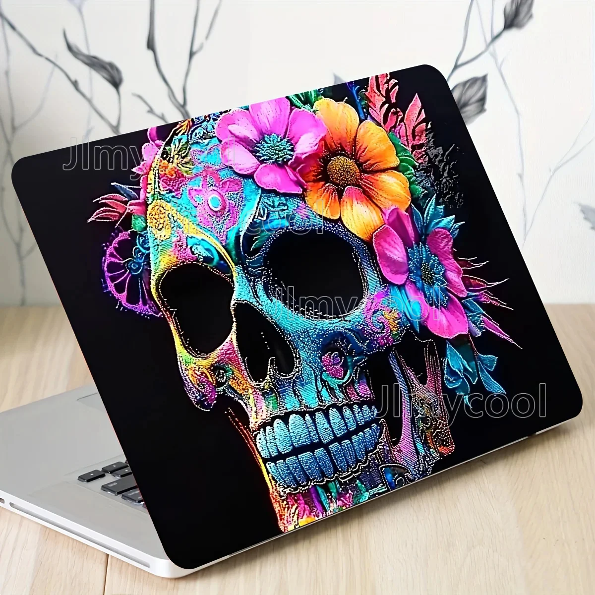 

2 ярких наклейки с изображением черепа и розы для ноутбука, водонепроницаемые, устойчивые к царапинам, художественные наклейки из ПВХ для декора ноутбуков и холодильников