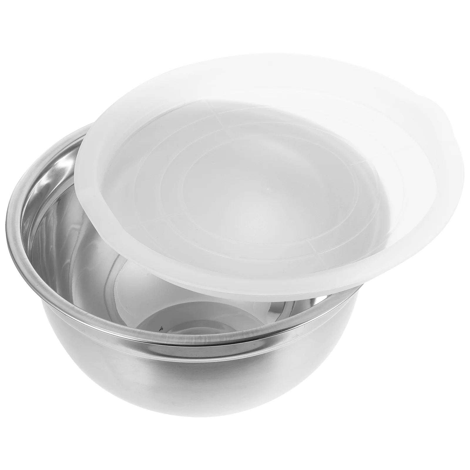 

Stainless Steel Mixing Bowl 20cm Single Basin Lid Anti Silicone Base Kitchen Baking Salad Large Capacity Household Washing
