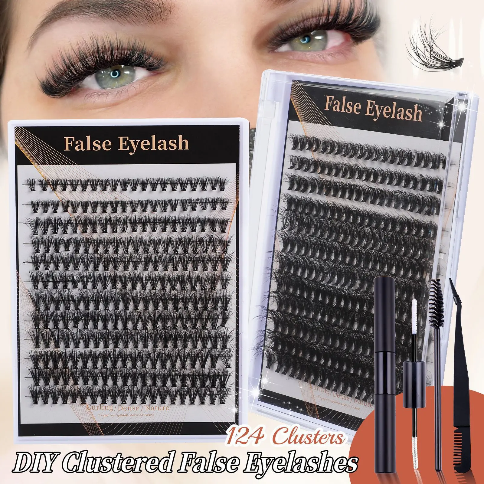 

Single Cluster DIY False Eyelashes 240 Clusters Large Capacity Eyelashes Explosive Eyelashes with Adhesive Set Wholesale