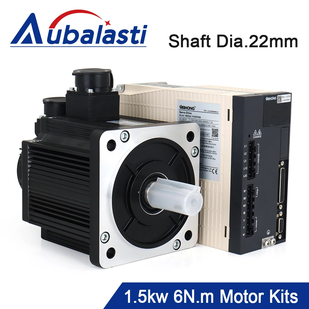 Aubalasti WeiHong WSDA 1.5KW AC Servo Motor Kits 6N.m 220V 6A AC Driver Without Brake for CNC Engraving Machine