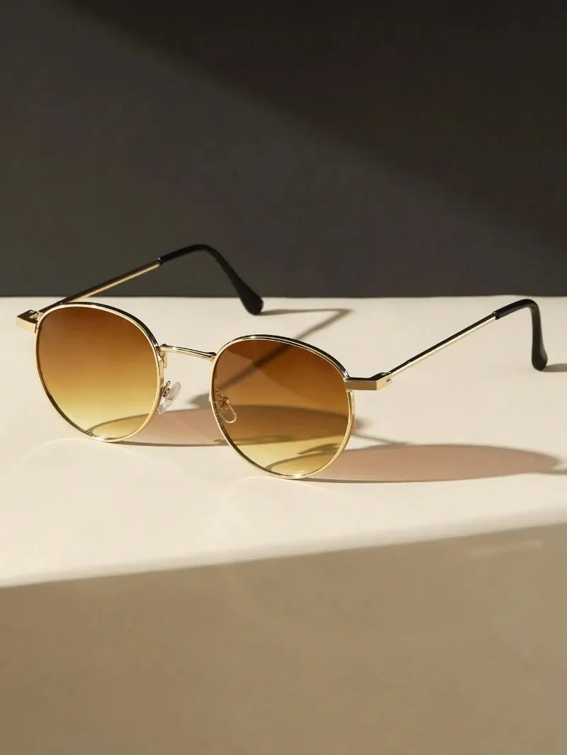 1PC Unisex Metal Round Frame Vintage Y2K Casual Sunglasses Outdoor Daily Vacation Driving Glasses UV400 Eyewear image 5