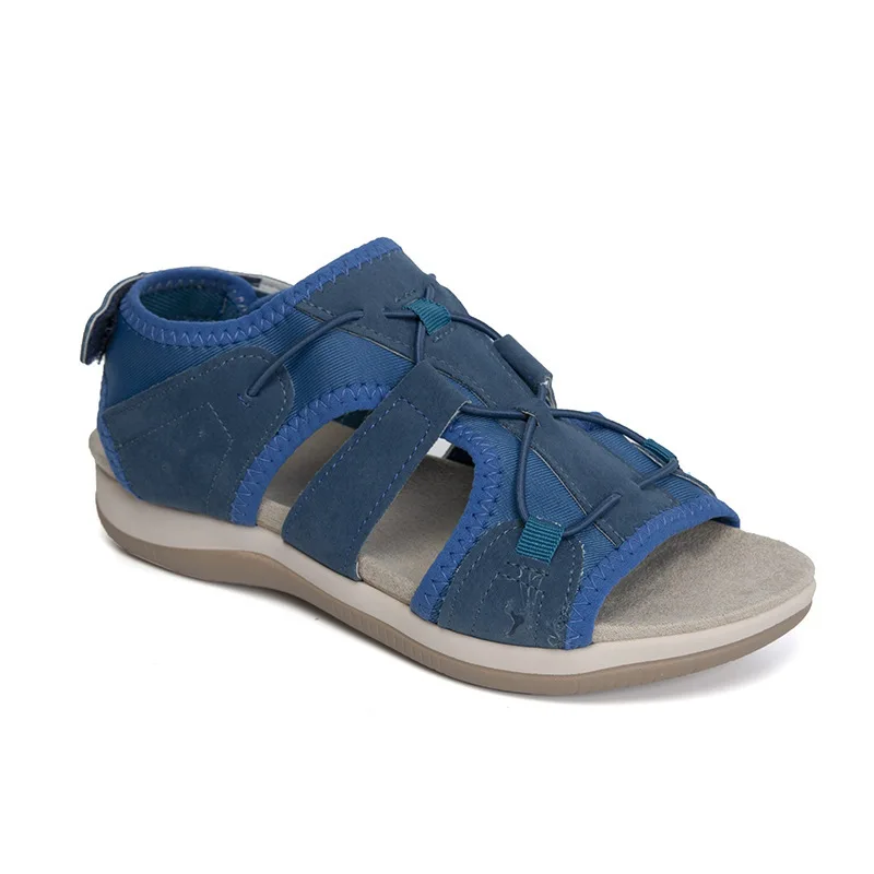 Damen Sandalen Sommer neue runde Kopf atmungsaktive lässige Sandalen große flache Strands andalen Frauen Zapatos de Mujer – Detail 5