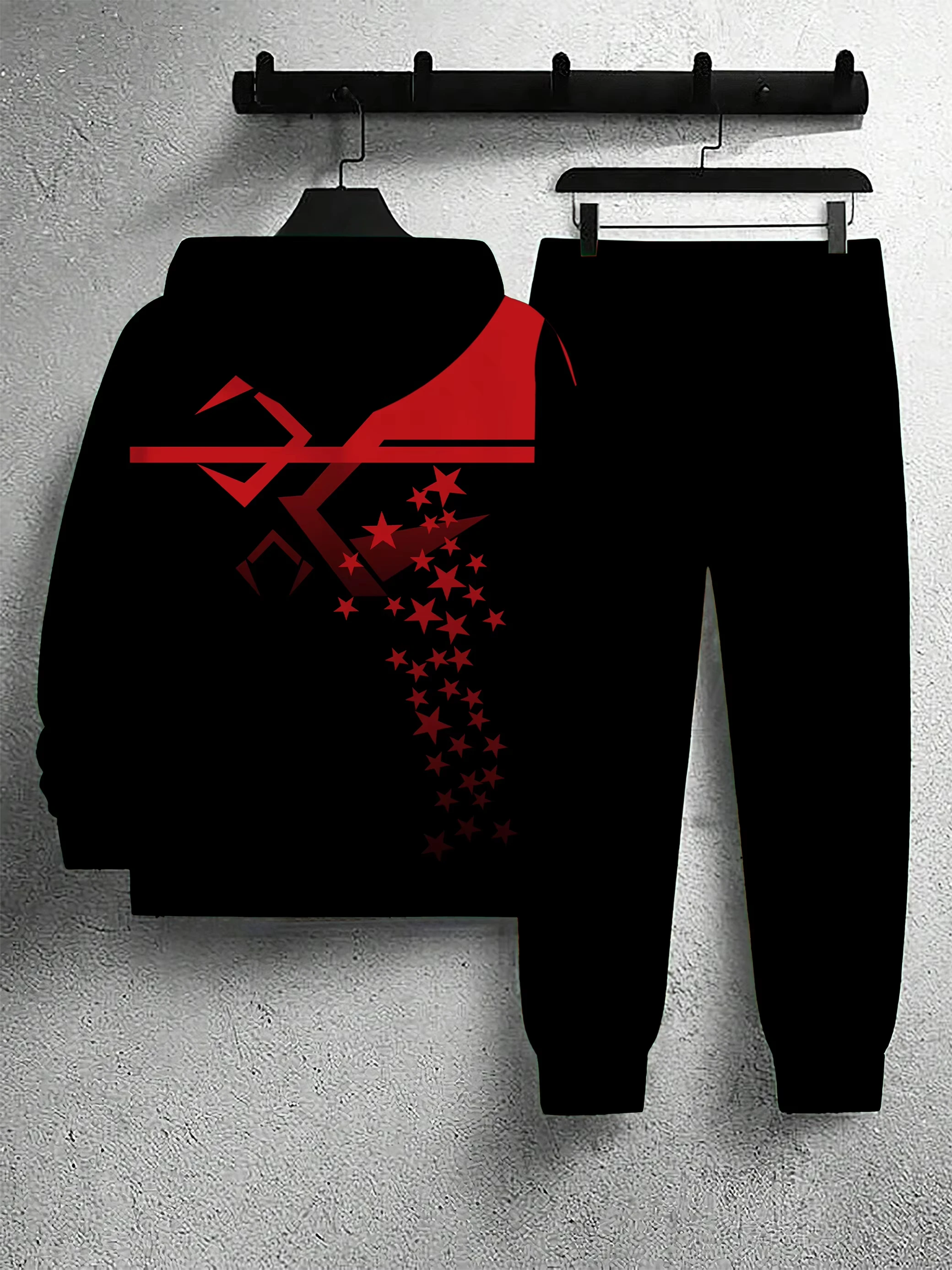 طقم سويت شيرت رجالي كاجوال مريح ناعم ثلاثي الأبعاد مطبوع للتزلج على الجليد لربيع وخريف 2025