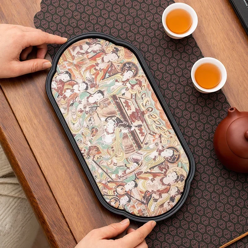 

Chinese Style Retro Absorbent Tea Tray for Coffee Tables, Modern Household Decoration, Dry Bubble Function, New Design