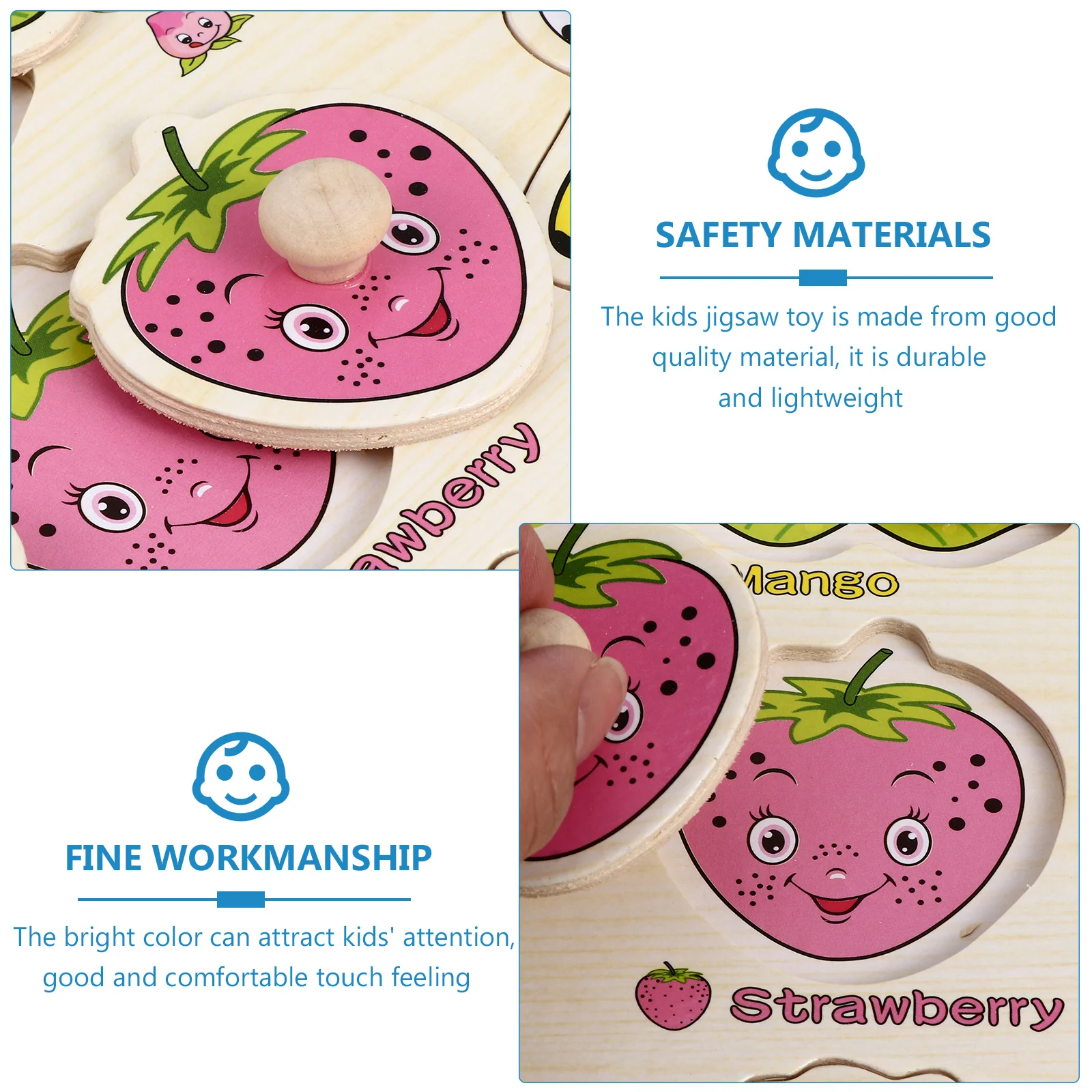 1 set 1 Set Wooden Fruits Jigsaw Kids Early Learning Educational Plaything Child Puzzle Game Wood Puzzle For Toddlers