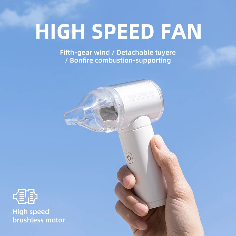 20000RPM High Speed Handheld Fan 5 Speeds Turbo Portable Fan 3000mAh USB Rechargeable Brushless Motor Mini Fan for Camping BBQ