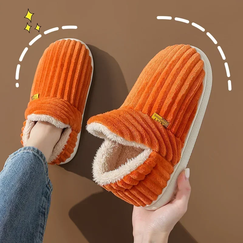 Nieuwe bontpantoffels voor dames heren winter harige mode warme enkels pluche gezellige dia's voor thuis binnen zachte zool katoenen schoenen