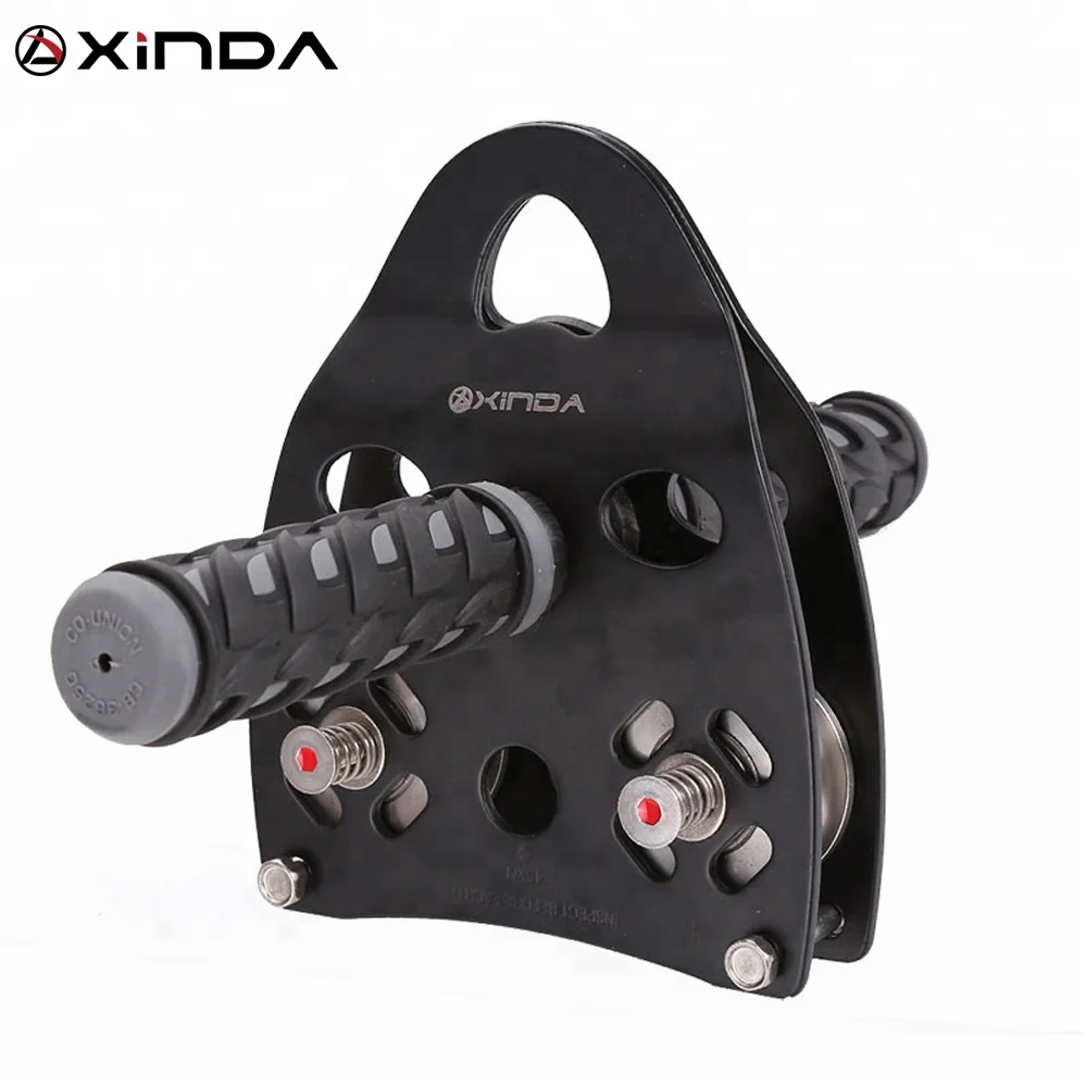 XINDA 45kN climbing pulley with handle for tyrolean traverse crossing