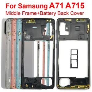 Bilashmart A71 Middle Frame Samsung Galaxy A71 2020 A715 A715F Housing Middle Frame+Battery Cover Rear Door Housing Back Case +SIM Card