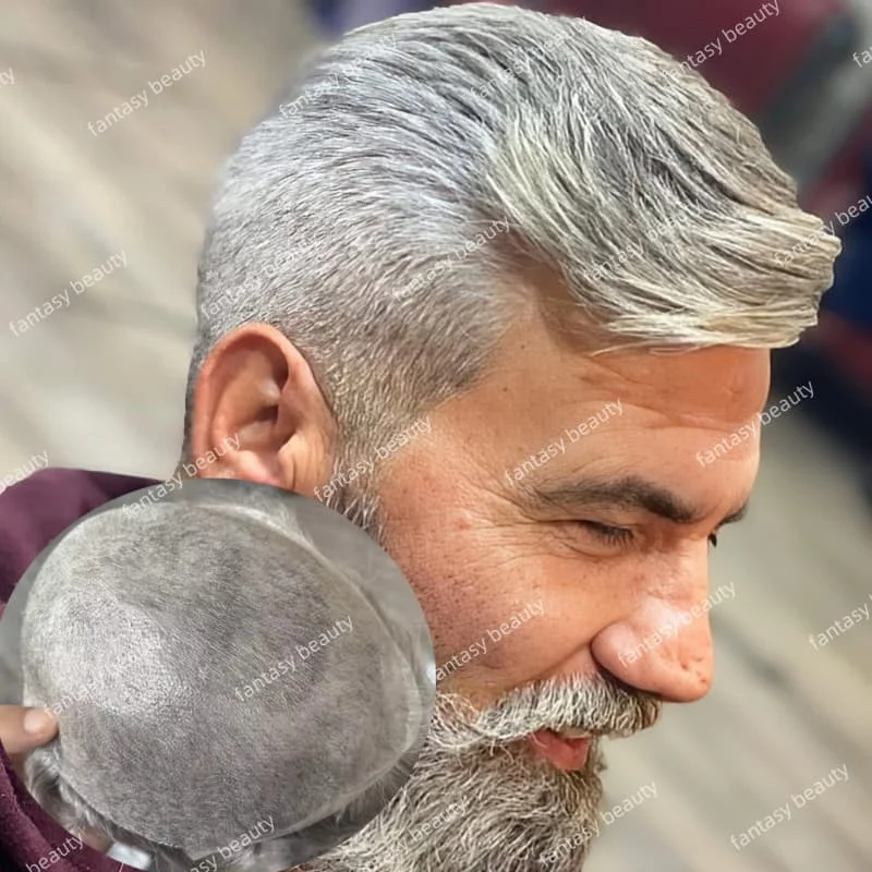 

100% European man human hair 90%-100%density 0.02-0.03mm thin skin full pu men toupee natural hairline invisible konts men’wig