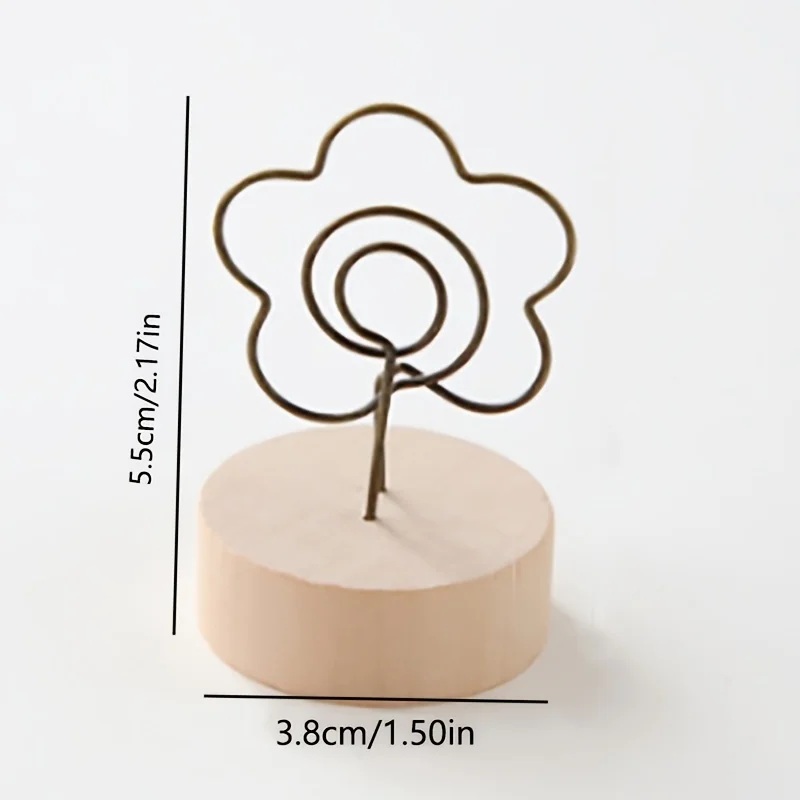 5PCS Retro Wooden Note Clips Assorted Styles Cute Simple Photo Message Home Decorative Items