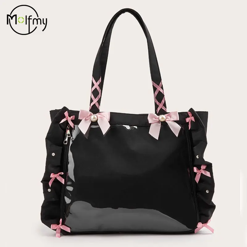 

New Y2K Cute Ita Bag Butterfly Girl Transparent Shoulder Tote Bag Large Capacity Crossbody Casual Bag DIY Display Handbags