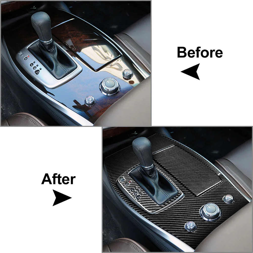 3Pcs Car Central Console Gear Shift Panel Cover Carbon Fiber Pattern Sticker For Infiniti JX35 QX60 2013 2014 2015 2016 LHD