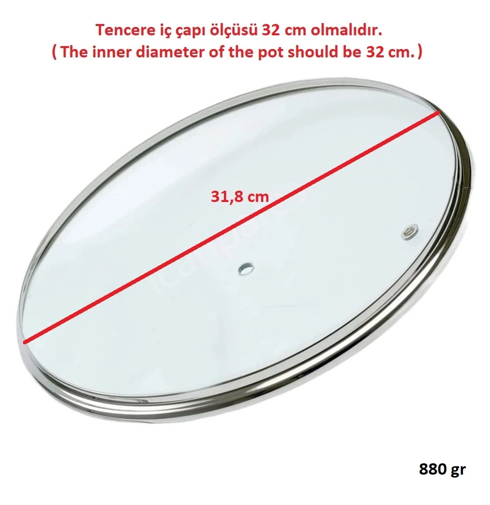 Universal Cookware Sahan Pan Glass Cover With Steam Hole Cover 32 cm and Turquoise Holding Topping