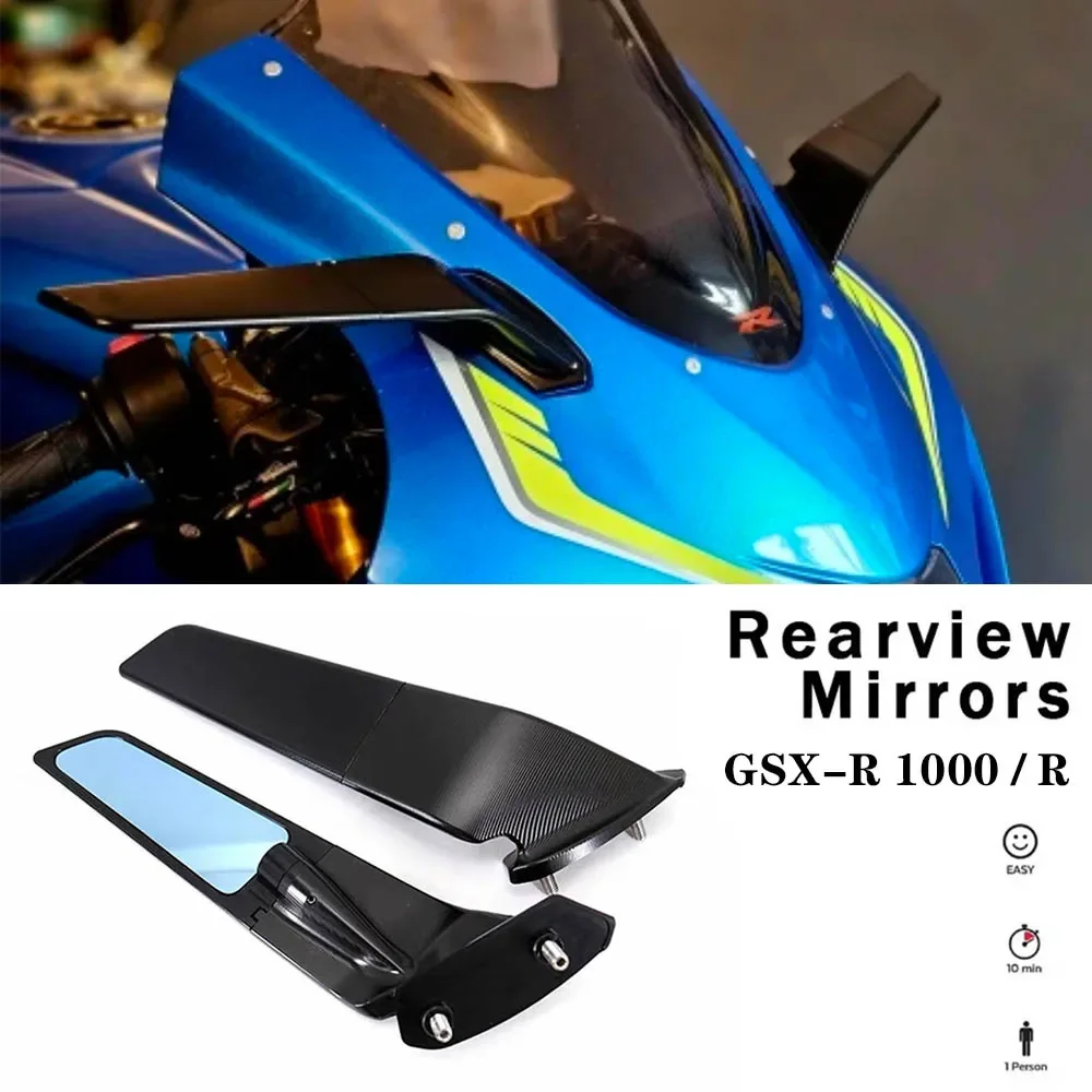 For Suzuki GSX-R1000 GSX-R1000R 2017-2025 Mirrors Stealth Mirrors Sports Winglets Mirror Kits Adjustable Mirrors Motorcycle Wing