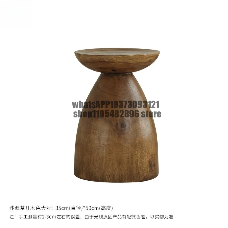 Mesa auxiliar Hourglass |   Wabi Sansi Wind Round, mesa auxiliar de madera maciza, mesa de esquina, mesa creativa B & B