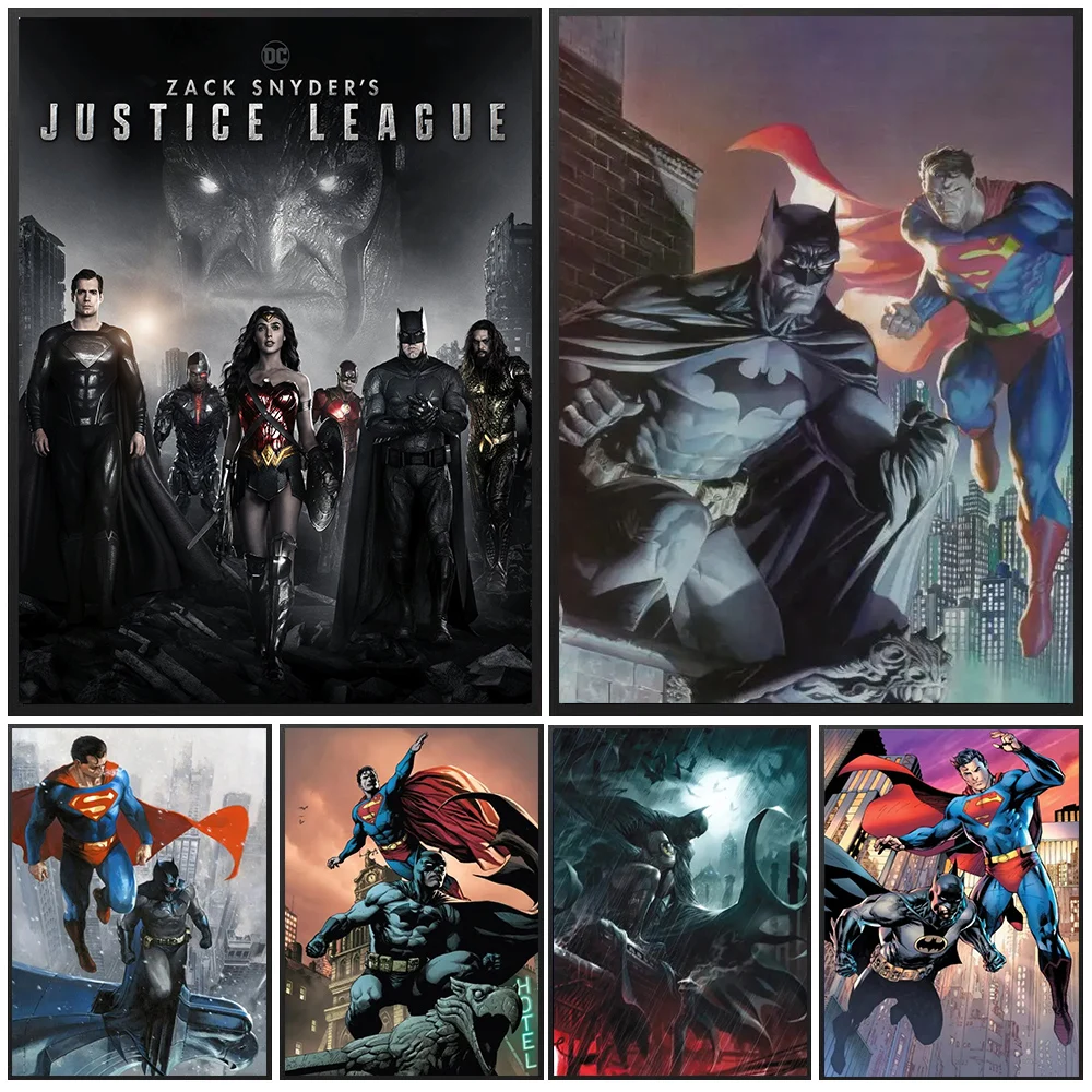 DC Film Superman und Batman Superheld Gerechtigkeit Liga Cartoon druckt Poster Leinwand Malerei moderne Wand kunst für Wohnkultur