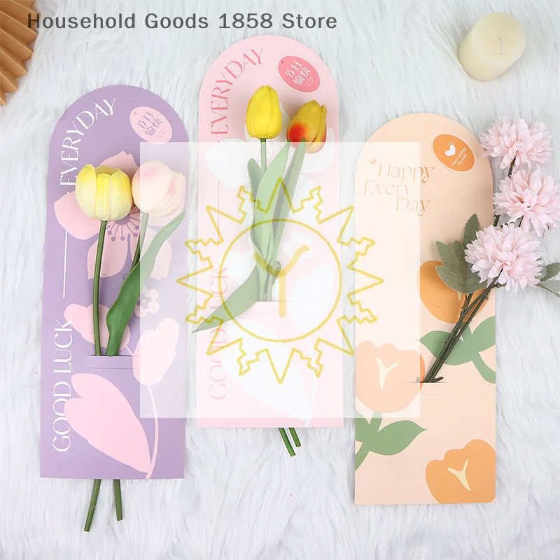 5Pcs Handheld Bouquet Packaging Box Paper Flower Card Flower Arrangement Paper Valentine's Day Festival Supplies
