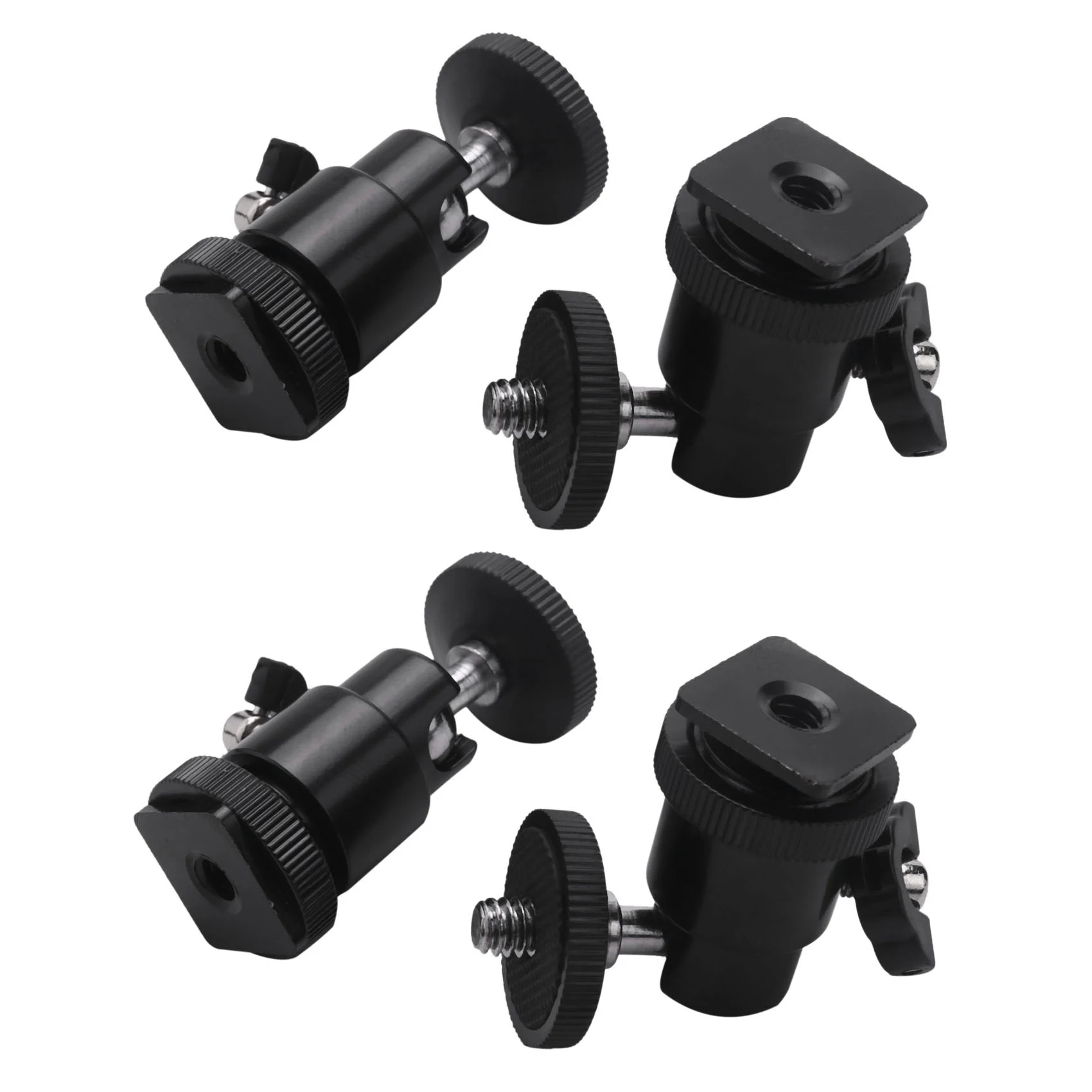 

Mini Ball Head [4 Pack] with Hot Shoe Mount Adapter 360 Degree 1/4 Inch Small Ball Heads Swivel Micro-Ballhead for Dslr