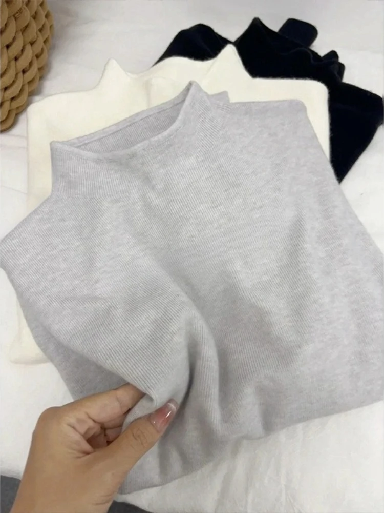 Damen Casual Vintage Strickpullover mit Langen Ärmeln 2026 Herbst Winter Mode Rollkragen Damen Einfarbiger Pullover Damenbekleidung