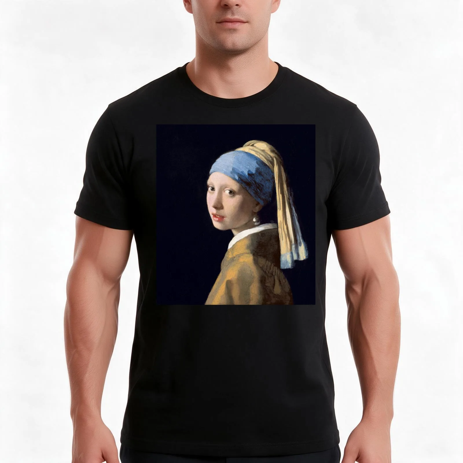 The Girl With The Pearl Earring by Johannes Vermeer high quality T-Shirt Summer Casual Cotton Tee Oversized Streetwear Tops