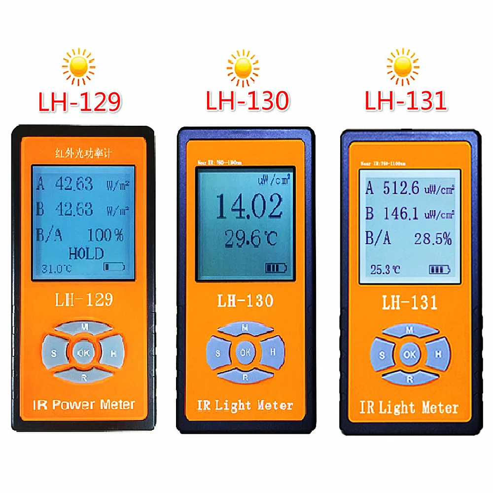 LH-129 LH-130 LH-131 Infrared Light Irradiance Power Meter Tester Radiometer LED Luminous Intensity Sunlight Meter